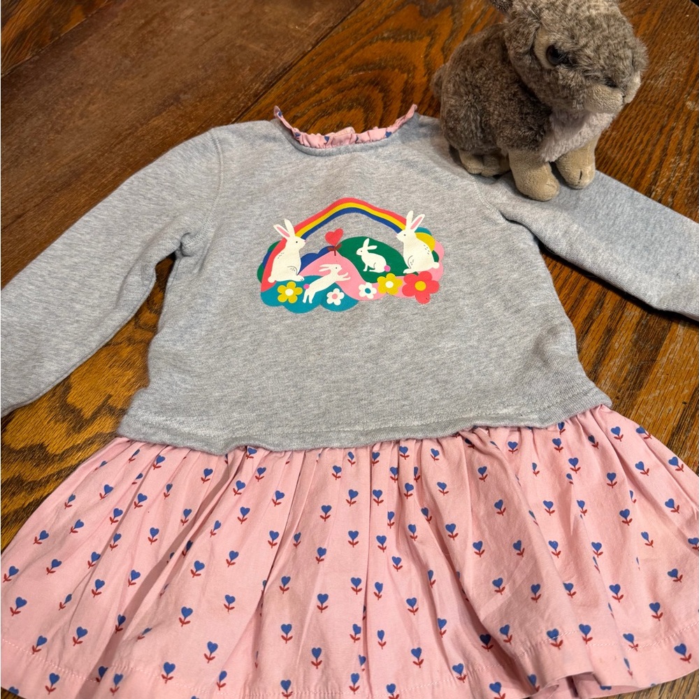 Baby Boden Colorful Applique Bunny Dress (12-18 m)  - FIRM PRICE